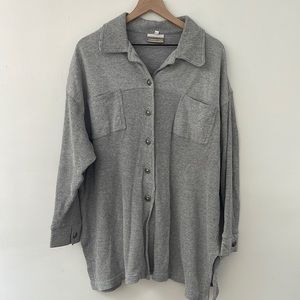 Coldwater creek 2X thermal grey shacket button down